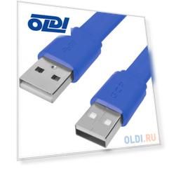 GCR Кабель PROF 1.0m USB 2.0 AM/AM, плоский, синий, 28/24 AWG, экран, заземление, морозостойкий, GCR-55570