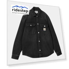 Рубашка CARHARTT WIP Harvey Shirt Jacket FW25 Black (Dark Used Wash)