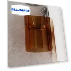 Раковина угловая «Abber» Kristall 42/42 AT2705Opal полиэфирная смола коричневая с донным клапаном
