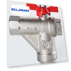 Кран шаровой магистральный  «Valtec» VT.294.N.04 1/2"-1/2" c прямым фильтром ВР-ВР (американка) никель