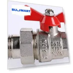 Кран шаровой магистральный  «Valtec» Base VT.227.NW.04 1/2"-1/2" ВР-НР (американка) никель
