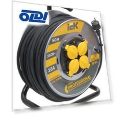 Удлинитель силовой IEK Professional (WKP16-16-04-50-44) 3x1.5кв.мм 4розет. 50м КГ 16A метал.катушка серый