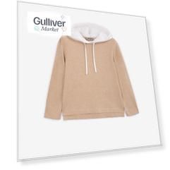 Худи из вязаного трикотажа бежевое Gulliver Select