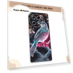Силиконовый чехол "Птица на цветущем дереве" на Tecno Camon 30S Pro / Текно Камон 30S Про