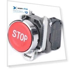 Кнопка Systeme Electric SB4BA4342 SB4 в сборе модульная 22мм красная металл 1НЗ с маркировкой "STOP"