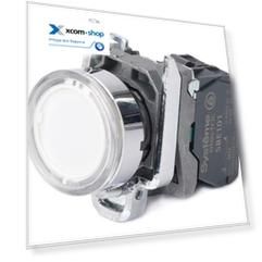 Кнопка Systeme Electric SB4BW31B1 SB4 с подсветкой в сборе модульная 22мм белая металл 24ВDC 1НО