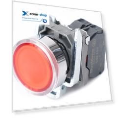Кнопка Systeme Electric SB4BW34B2 SB4 с подсветкой в сборе модульная 22мм красная металл 24ВDC 1НЗ