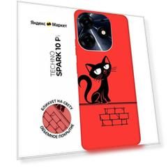 Матовый чехол Scratchy and wall для Tecno Spark 10 Pro / Техно Спарк 10 Про с 3D эффектом красный