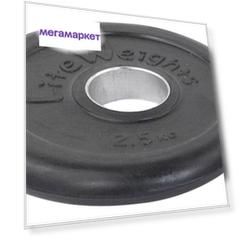 Блин обрезиненный Lite Weights 2,5 кг сталь Lite Weights RJ1050-2-5 51 мм черный