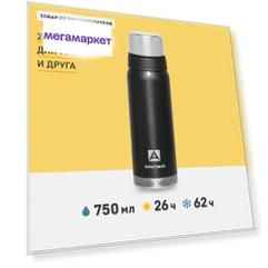 Термос Арктика 106 с кружками 0.75 л черный
