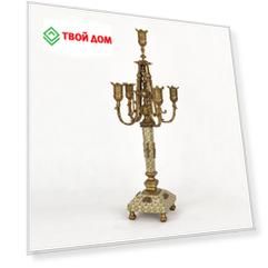 Подсвечник фарфоровый с бронзой 17х17х51см    Wah luen handicraft