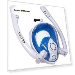 Маска Bradex SF 0554 для снорклинга м.:L белый/синий
