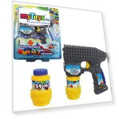 Пистолет с мыльными пузырями 1Toy, свет и звук, 2х59 мл, серый