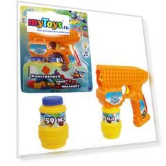 Пистолет с мыльными пузырями 1Toy, свет и звук, 2х59 мл, оранжевый