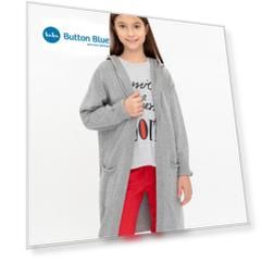 Серый кардиган с капюшоном Button Blue