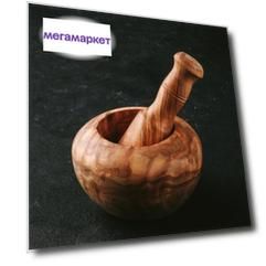 Средняя ступка из оливкового дерева круглая, с пестиком