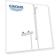 Термостатический смеситель для душа GROHE Grohtherm 1000 Newс душевым гарнитуром Tempesta New II, штанга 900 мм, хром (34256004)