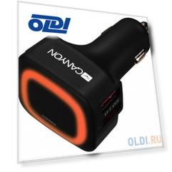 Автомобильное зарядное устройство CANYON Universal 4xUSB car adapter, Input 12V-24V, Output 5V-4.8A, with Smart IC, black rubber coating + orange LED