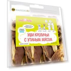Лакомство Dog Fest для собак уши кроличьи с утиным мясом 500 гр (1 шт)