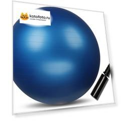 Мяч гимнастический INDIGO Anti-burst с насосом, IN002, Синий, 55 см