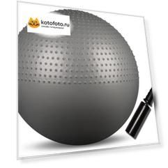 Мяч гимнастический массажный  2 в 1 INDIGO Anti-burst с насосом, IN003, Серый металлик, 75 см