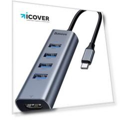 USB-концентратор Baseus Enjoyment Series USB-C to HDMI/4xUSB 3.0 CAHUB-N0G (Deep Grey)