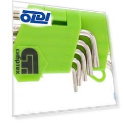 Набор ключей имбусовых Tamper-Torx, 9 шт: TT10-TТ50, 45x, закаленные, короткие, никель.// Сибртех