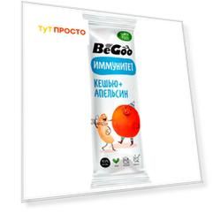 Батончик орехово фруктовый BeGoo 40г кешью апельсин
