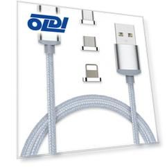 Кабель microUSB 1м VCOM Telecom CU283LMC круглый серебристый + Type-C/Lighting
