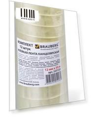 Клейкая лента BRAUBERG 223123 12мм x 33 м канцелярские, комплект 12 шт.