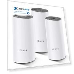 Точка доступа TP-LINK Deco E4(3-pack) AC1200, 802.11a/b/g/n/ac, 2.4/5ГГц, 300/867Мбит/с, 2xLAN, 2 встр.антенны, комплект 3шт.