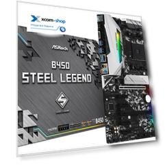 Материнская плата ATX ASRock B450 STEEL LEGEND AM4, AMD B450, 4*DDR4(3533), 6*SATA 6G RAID, 2*M.2, 6*PCIE, 7.1CH, Glan, 8*USB 3.1/Type-C, DP/HDMI