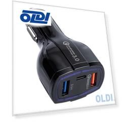 Зарядное устройство автомобильное ORIENT CAR QC-12V3B Quick Charge 3.0, 2xUSB-A + 1xUSB Type-C: QC выход - 5В,3.0A/ 9В,1.67А/ 12В,1.25А; 2,3