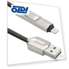 Кабель microUSB Lightning 1м ACD ACD-U924-PMB плоский черный
