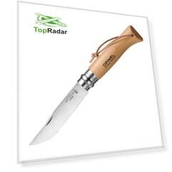 Нож Opinel №8, нержавеющая сталь, рукоять из бука, с кожаным темляком