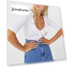 Stradivarius Футболка С Воланами Женская Коллекция Белый S