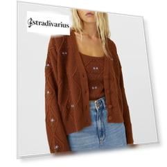Stradivarius Кардиган С Вышивкой Женская Коллекция Multicolor S