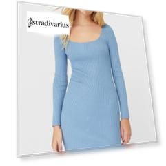 Stradivarius Трикотажное Платье Женская Коллекция Небесно-Голубой S