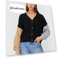 Stradivarius Кардиган Со Спущенными Плечевыми Швами Женская Коллекция Черный S