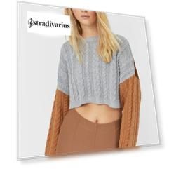Stradivarius Укороченный Свитер С Узором «Косы» Женская Коллекция Пестро-Серый Xs