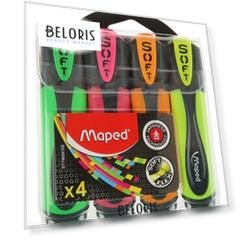 Набор маркеров текстовыделителей Fluo Pep's Soft, 4 цвета