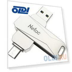Флеш Диск Netac U381 32Gb <NT03U381B-032G-30PN>, USB3.0+microUSB, металлическая