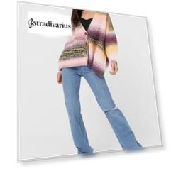 Stradivarius Разноцветный Трикотажный Кардиган Ярко-Розовый M