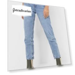 Stradivarius Джинсы Mom Fit Синий С Эффектом Потертости 32