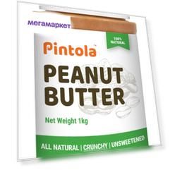 Кремовая арахисовая паста с кусочками арахиса без сахара Pintola Crunchy Natural, 1 кг