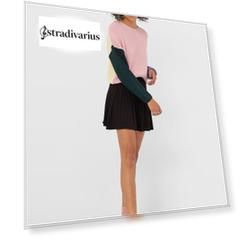 Stradivarius Укороченный Свитер С Цветовыми Блоками Цвет Небеленого Полотна S