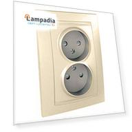 MGU23.063.25D Розетка двойная без з\к со шторками с рамкой бежевый Schneider Electric
