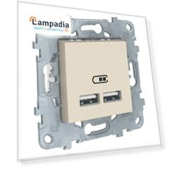NU541844 Розетка USB, 2-местная, 5 В / 2100 мА, Бежевый Schneider Electric