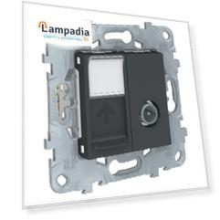 NU547054 Розетка TV одиночная + комп. RJ45 кат.6 UTP, 1 Модуль, Антрацит Schneider Electric