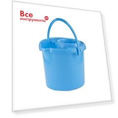 Круглое пластмассовое ведро с отжимом 12л, голубое elfe россия 92964